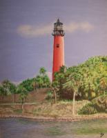 Jupiter Lighthouse Florida - Watercolor Paintings - By Wayne Vander Jagt, Impressionistic Painting Artist