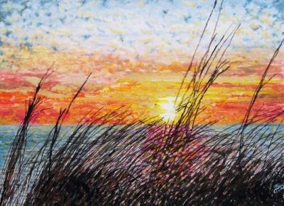 Landscape - Lake Michigan Sunset - Watercolor