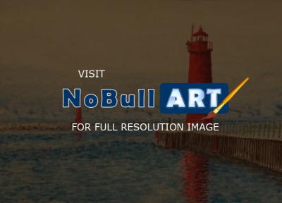 Seascape - Muskegon Michigan Lighthouse - Watercolor