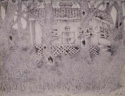 Images For The Blind - Lake Logan Church - Ink On Paper