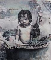 Splashing Moments III - Oil Acrylic Image Transfer And Mixed Media - By Tuck Wai Cheong, Figurative Mixed Media Artist