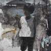 The Little Kid And The Flower - Oil Acrylic Image Transfer And Mixed Media - By Tuck Wai Cheong, Figurative Mixed Media Artist