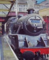 Waiting At The Station - Acrylics On Canvas Paintings - By Ray Brooks, Realistic Painting Artist