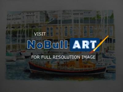 Fine Art - Vintage Life Boat At Milford Haven Marina - Watercolour
