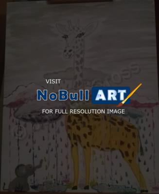 Fantasy - Giraffe Of Colors - Canvas Acrylic Paint