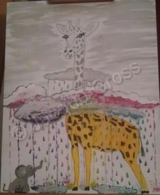 Fantasy - Giraffe Of Colors - Canvas Acrylic Paint