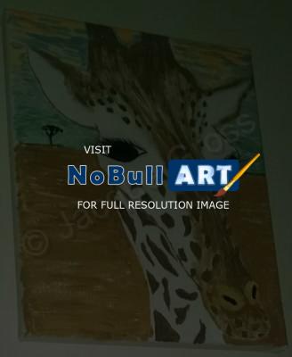 Nature - Giraffe Close Up - Canvas Acrylic Paint