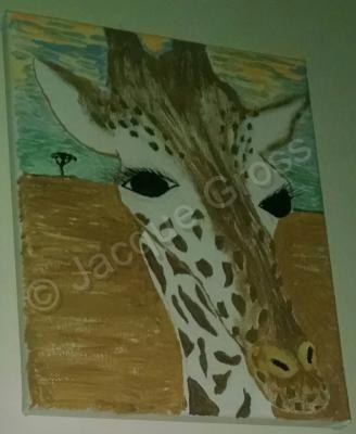 Nature - Giraffe Close Up - Canvas Acrylic Paint