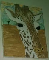 Nature - Giraffe Close Up - Canvas Acrylic Paint
