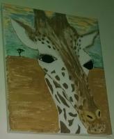 Giraffe Close Up - Canvas Acrylic Paint Paintings - By Jacque Gross, Nature Painting Artist
