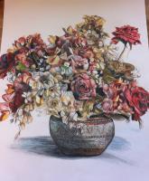 Flower Vase Still Life - Colored Pencil Drawings - By Karlee Patton, Still Life Drawing Artist