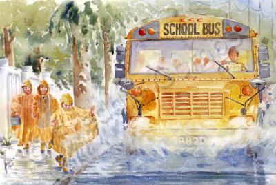 School Days - Rainy Days And Mondays - Watercolor