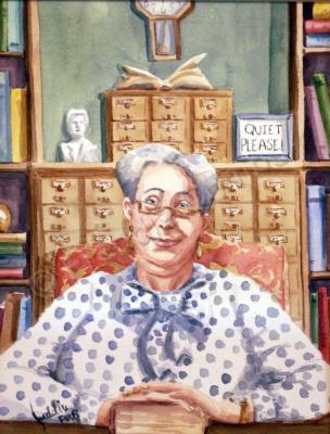 School Days - The Librarian - Watercolor