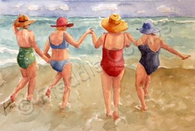 Figurative - Beach Babes - Watercolor