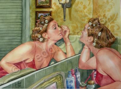 Figurative - The Make-Up Artist - Watercolor