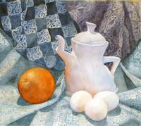 Connies Teapot - Watercolor Paintings - By Freddie Combs, Realistic Painting Artist