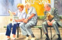 Where Shopping Is A Pleasure - Watercolor Paintings - By Freddie Combs, Realistic Painting Artist