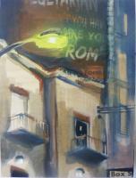 City Lamp - Acrylic On Wood Panel Paintings - By Ursula Oberholzer-Zerges, Painting-Collage Painting Artist