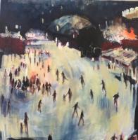Montreal - Ice Skating On The Mount Royal - Acrylic Paint On Canvas