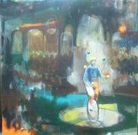 Circus - Clown On Monocycle - Acrylic Paint On Canvas
