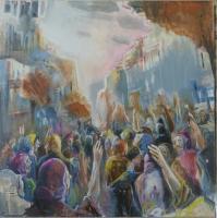 2013 Anti Charter Demo - Acrylic Paint On Canvas Paintings - By Ursula Oberholzer-Zerges, Painting-Collage Painting Artist
