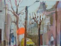 Montreal Winter City - Acrylic On Wood Panel Paintings - By Ursula Oberholzer-Zerges, Painting-Collage Painting Artist