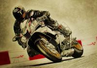 Aprilia Rsv1000 Commission - Mixed Media Drawings - By David Budd, Realism Drawing Artist