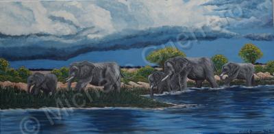 Elephants - Elephant Walk - Acrylic On Canvas