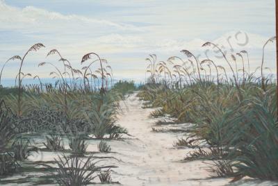 Landscape - Beach Walk - Acrylic On Wood Board