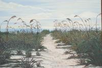 Beach Walk - Acrylic On Wood Board Paintings - By Michelle Guerrero, Realism Painting Artist