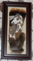 Painted Pony - Acrylic Wild Turkey Feathers Mixed Media - By Veronica Regan, Realism Mixed Media Artist