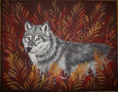 Canvas Paintings - Fall Wolf - Acrylic