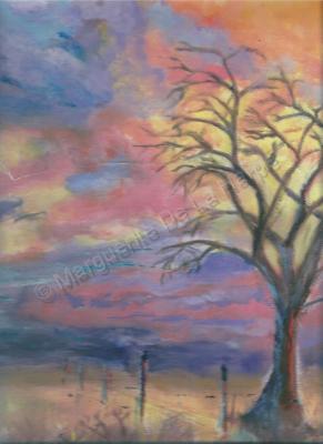 Arboreal Landscape - Pschedelic Sunset Lone Tree - Add New Artwork Medium