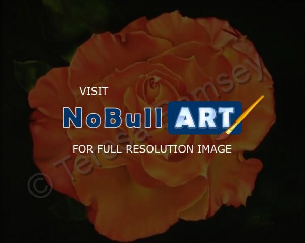 Floral - Deep Orange Rose - Oil On Canvas