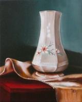 Still Life - White Vase - Oil On Canvas