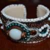 Mother Of Pearl Cuff - Assorted Beads Jewelry - By Donna Mace, Bead Embroidery Jewelry Artist