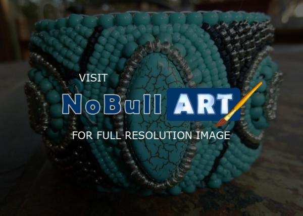 Bead Embroidery - Turquoise Cuff - Assorted Beads