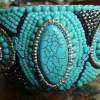 Turquoise Cuff - Assorted Beads Jewelry - By Donna Mace, Bead Embroidery Jewelry Artist