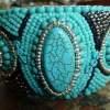 Turquoise Cuff - Assorted Beads Jewelry - By Donna Mace, Bead Embroidery Jewelry Artist