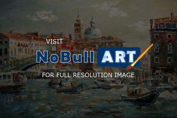 Cityscape - Venice The Ponte Degli Scalzi - Oil On Canvas