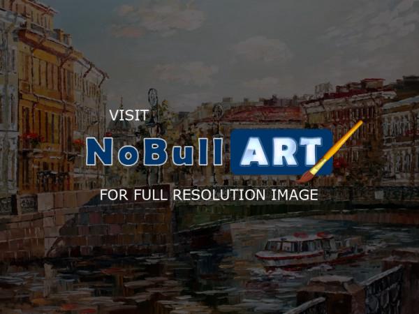 Cityscape - St Petersburg The Fonarny Bridge - Oil On Canvas