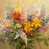 Bouquet With Yellow Lilies - Oil On Canvas Paintings - By Artemis Artists Association, Impressionism Painting Artist