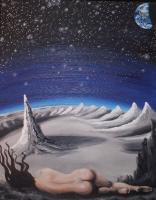Surreal Figurative - Nude On The Moon III - Acrylic And Oil On Canvas