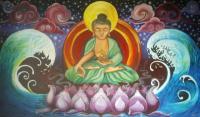 Buddha - Oil On Canvas Paintings - By Sabrina Michaels, Surreal Painting Artist