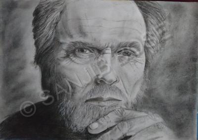 Charcoal - Clint Eastwood - Charcoal On Paper