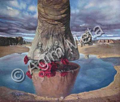 Agim Meta - The Leg Of The Elephant That Is Reflected In Gavel Roses - Oil On Canvas 60X50 Cm 2006