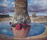 The Leg Of The Elephant That Is Reflected In Gavel Roses - Oil On Canvas 60X50 Cm 2006 Paintings - By Agim Meta, Surreal Painting Artist