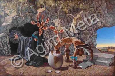 Agim Meta - The Melody Of The Fearsome And Dangerous Ears - Oil On Canvas 195X130 Cm 2006