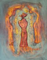Amor Para Tres - Tempera Paintings - By Nina Koba, Figurative Painting Artist