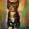 Kitten - Silk Painting Other - By Ursula Schroter, Dyes On Silk Other Artist